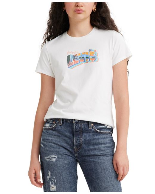 Levi's White Perfect Graphic Logo Cotton T-shirt