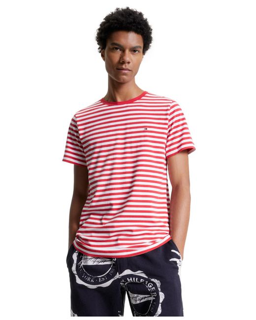Tommy Hilfiger Red Th Flex Slim-fit Striped T-shirt for men