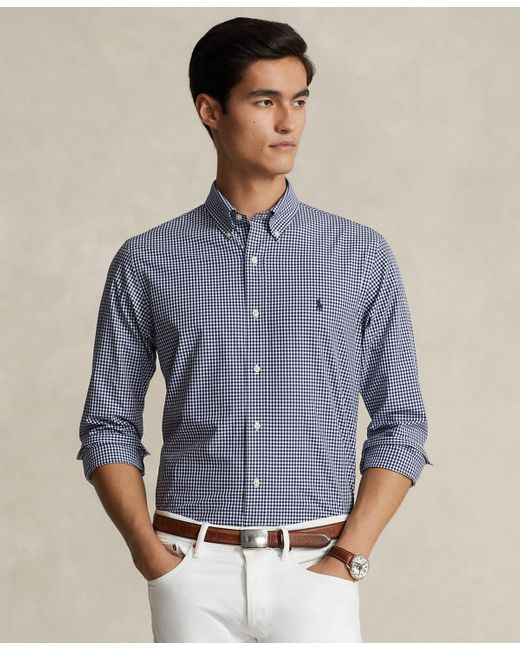 Polo Ralph Lauren Blue Classic-fit Gingham Stretch Poplin Shirt for men
