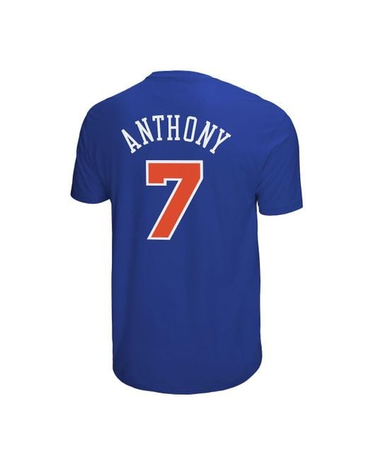 Mitchell & Ness Blue Carmelo Anthony New York Knicks Hardwood Classics Retro Name Number T-shirt for men