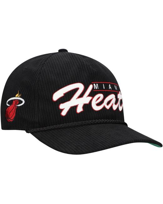 '47 Black Miami Heat Double Header Sidepatch Cord Hitch Adjustable Hat for men
