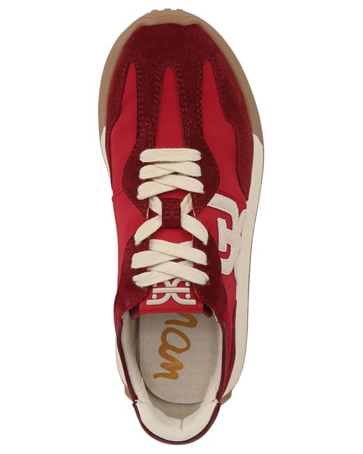 Sam Edelman Red Langley Emblem Lace-up Trainer Sneakers