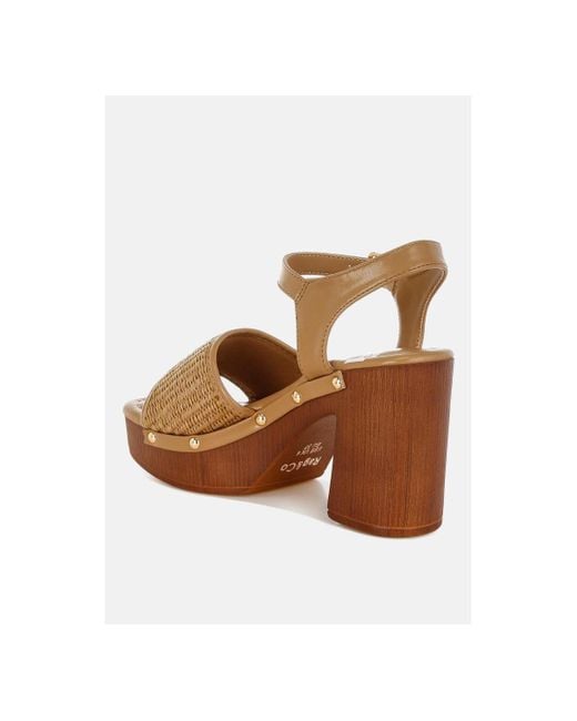 Rag & Co Natural Mazaro Raffia Chunky Sandals