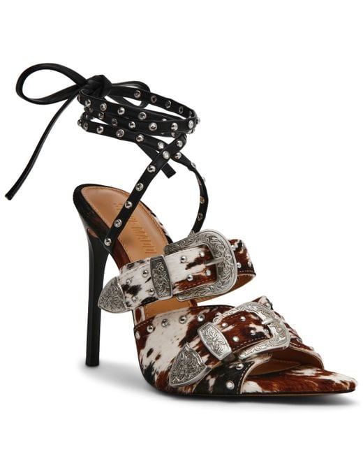Steve Madden Black Saddle Embellished Ankle Strap Sandal