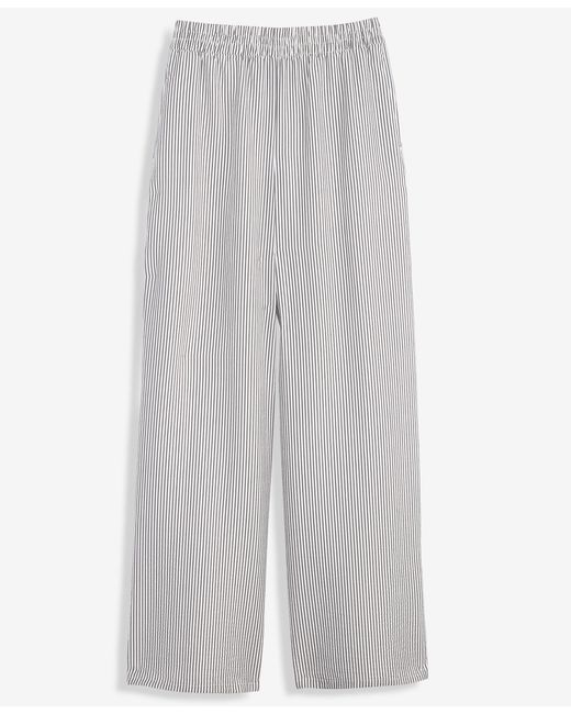 INC International Concepts White Striped Pull-on Wide-leg Pants