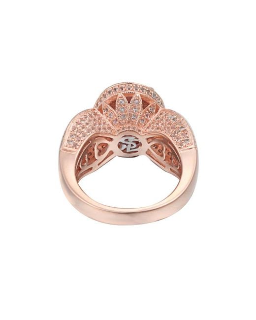 SUZY LEVIAN NEW YORK Metallic Suzy Levian Sterling Silver Oval Cut Center Topaz Cocktail Ring