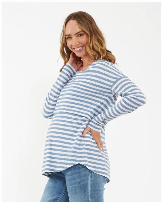 Ripe Maternity Blue Maternity Lionel Long Sleeve Nursing Tee