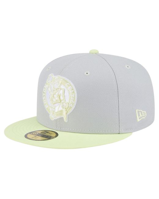 KTZ White Gray/green Boston Celtics Color Pack 2-tone 59fifty Fitted Hat for men