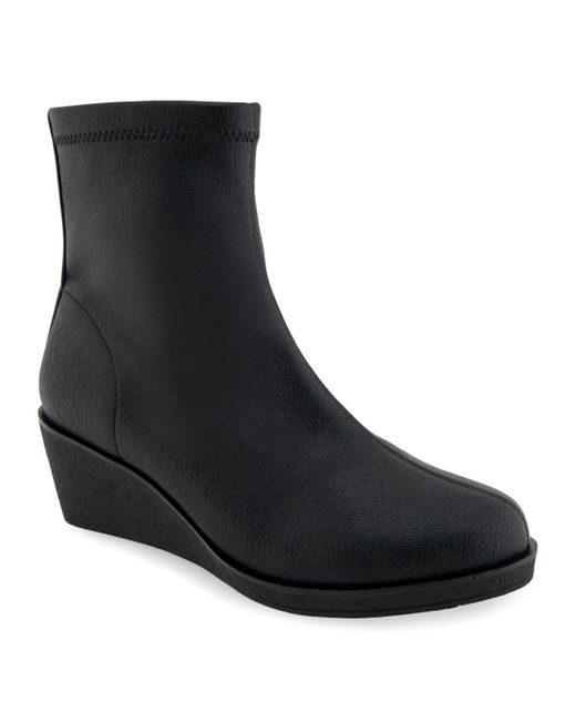 Aerosoles Black Binnie Wedge Heel Booties