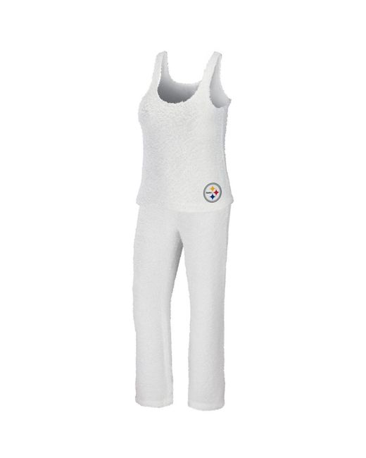 WEAR by Erin Andrews White Pittsburgh Steelers Cozy Scoop Neck Tank Top Pants Sleep Set