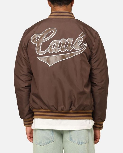 carre Brown Team Puffer Varsity Jacket for men