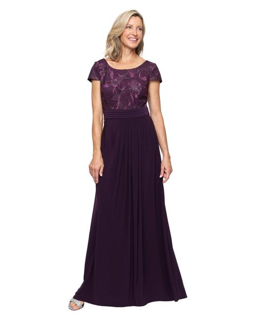 Alex Evenings Women's Purple Petite Scoop Neck Short-sleeve Dress -  www.disolcolor.com