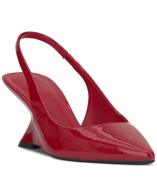 INC International Concepts Red Sairi Wedge Slingback Pumps