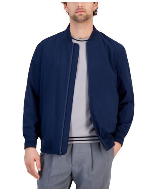 Alfani Blue Regular-fit Water-resistant Full-zip Bomber Jacket for men