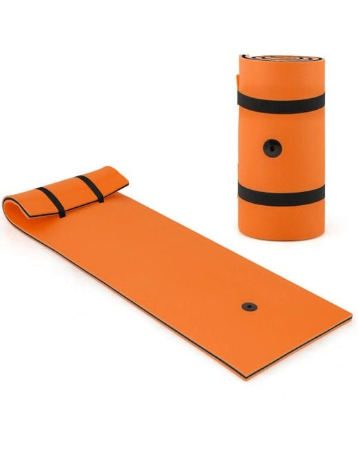 COSTWAY 3-layer Tear-resistant Foam Floating Pad Island Water Sports Relaxing Orange