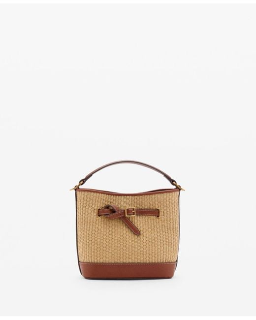 Mango Multicolor Buckle Detail Canvas Bucket Bag