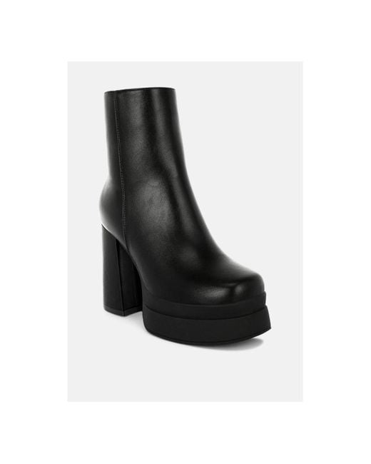 LONDON RAG Black Baltese Zip-up Chunky Boots