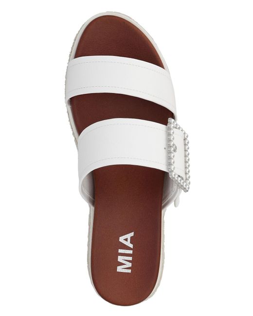 MIA White Kika Platform Slide Round Toe Sandals