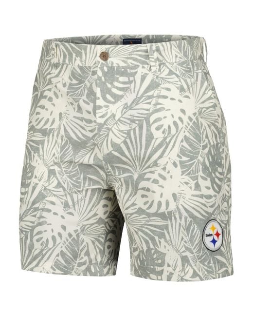 Margaritaville Gray Pittsburgh Steelers Sandwashed Monstera Print Amphib Shorts for men