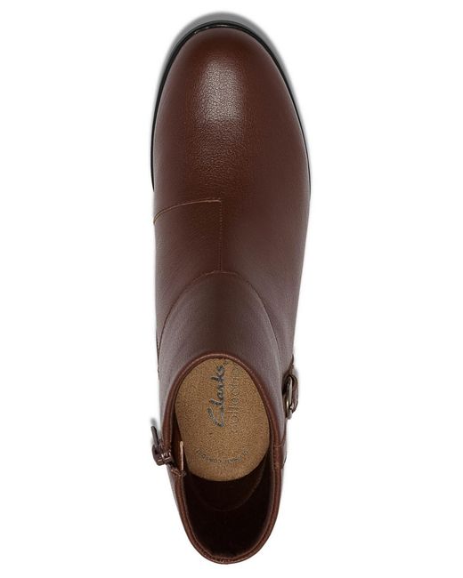Clarks Brown Emily Block Heel Booties