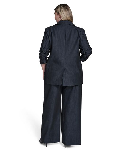 Calvin Klein Blue Plus Size Notch Collar Jacket