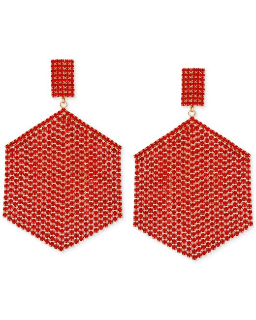 Guess Red Mixed Stone Hexagon Chandelier Earrings