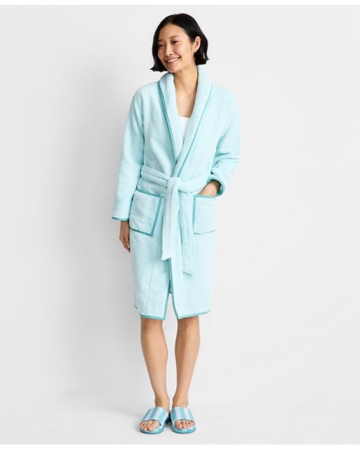 State Of Day Solid Cotton Robe in Blue | Lyst