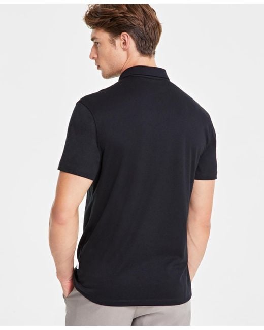 Alfani Black Alfatech Stretch Solid Polo Shirt for men