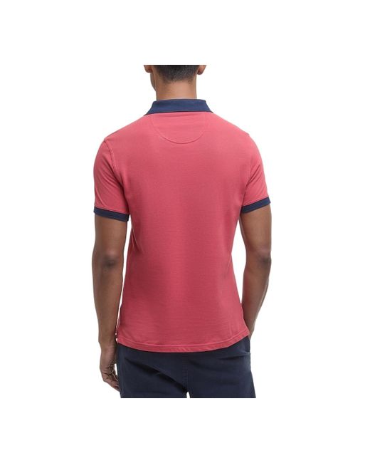 Barbour Red Lynmouth Contrast Trim Short Sleeve Polo Shirt for men