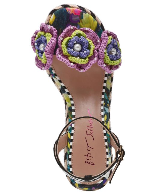 Betsey Johnson Metallic Marabela Macrame Platform Wedge Sandals