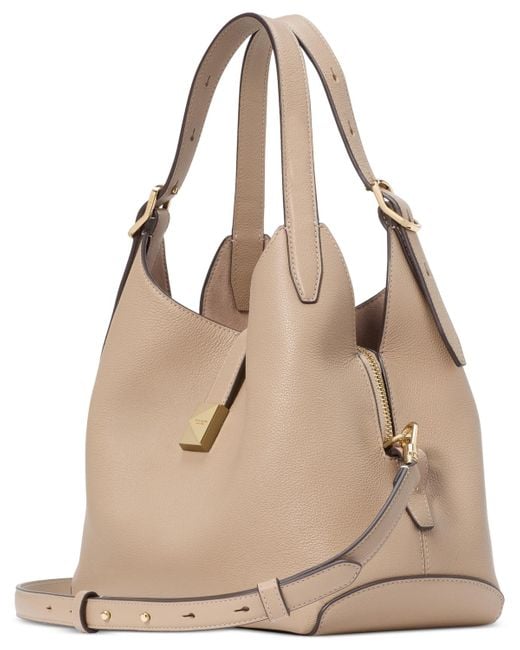 Kate Spade Natural Deco Medium Pebbled Leather Crossbody Tote Bag