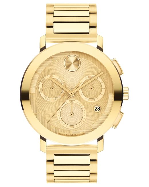 Movado Metallic Swiss Chronograph Bold Evolution 2.0 Gold Ion Plated Steel Bracelet Watch 42mm for men