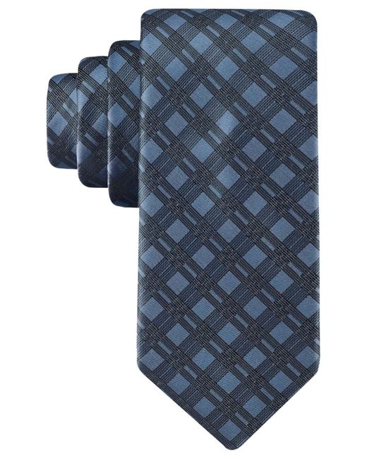 Calvin Klein Blue Double-rail Grid Tie for men