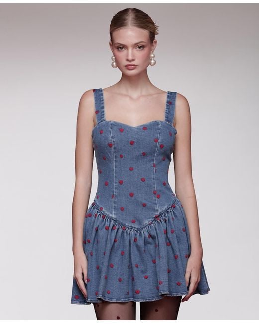 Avec Les Filles Women's Blue Heart Detailed Sleeveless Mini Dress -  www.disolcolor.com