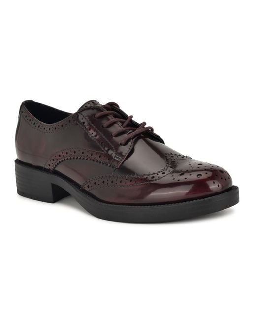 Nine West Black Studey Lace-up Wingtip Oxford Shoes