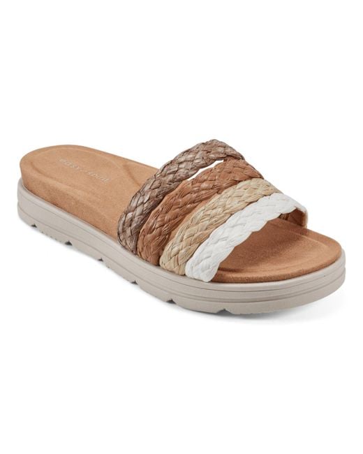 Easy Spirit Brown Salma Round Toe Slip-on Strappy Sandals