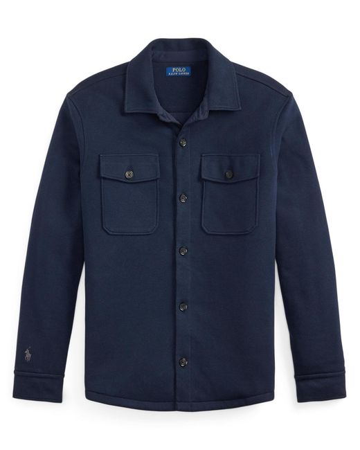 Polo Ralph Lauren Blue Long-sleeve Double Knit Tech Hybrid Shirt Jacket for men