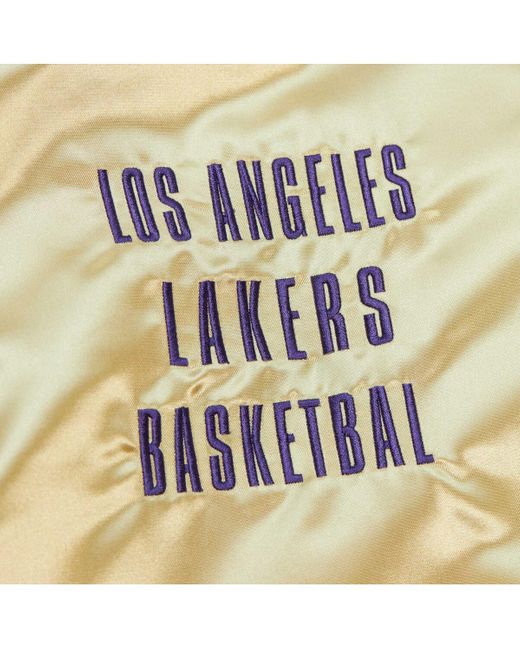 Mitchell & Ness Metallic Distressed Los Angeles Lakers Team Og 2.0 Vintage-like Logo Satin Full-zip Jacket for men