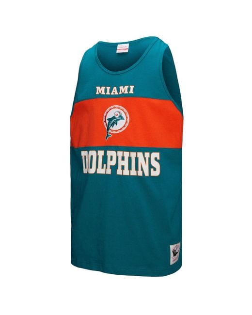 Mitchell & Ness Blue Miami Dolphins Retro Color Block Tank Top for men