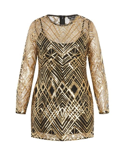City Chic Natural Plus Size Braylin Sequin Dress