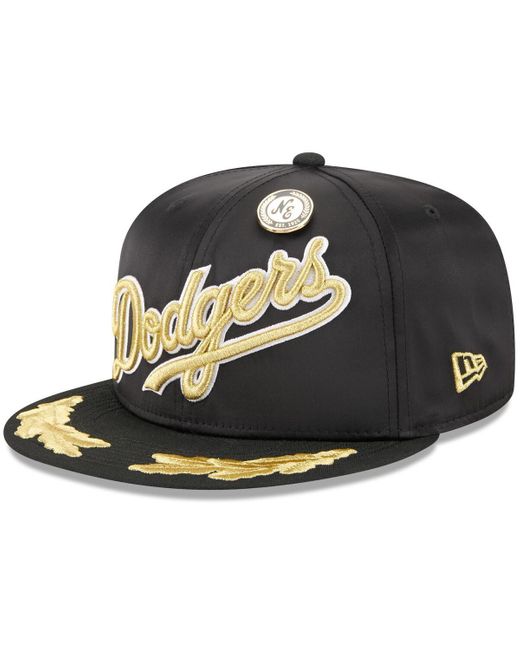 KTZ Black Los Angeles Dodgers 2025 59fifty Day Gold Leaf 59fifty Fitted Hat for men