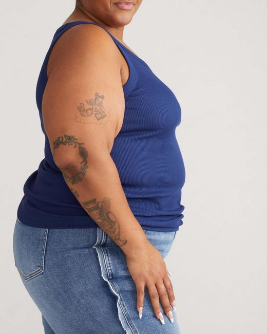 UNIVERSAL STANDARD Blue Plus Size Ribbed Tank