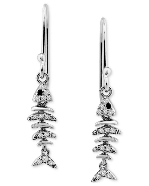 Giani Bernini White Pave Fish Drop Earrings