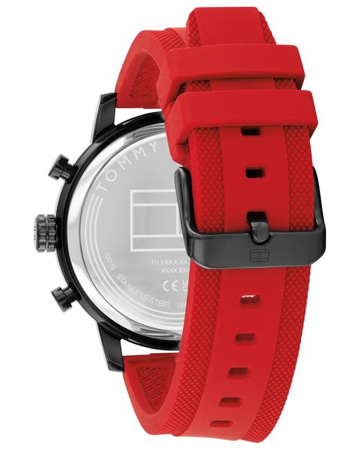 Tommy Hilfiger Red Multifunction Silicone Strap Watch for men