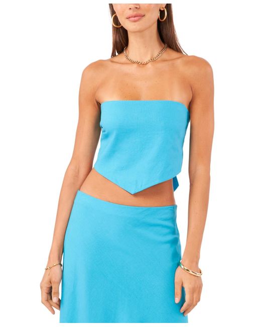 1.STATE Blue Scarf Strapless Top