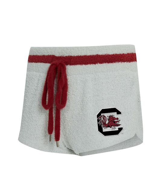 Concepts Sport White 2-piece Gray/garnet South Carolina Gamecocks Whitley Long Sleeve Hoodie Top And Shorts Set