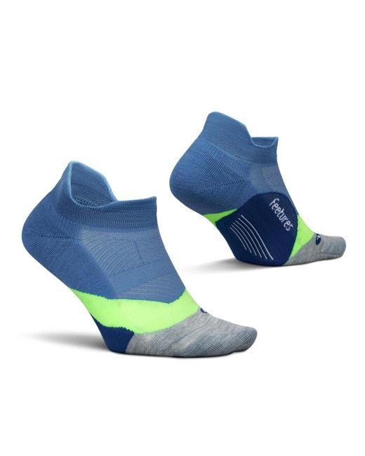 FEETURES SOCKS Blue Elite Light Cushion No Show Tab Ankle Socks for men