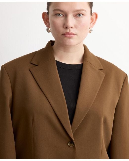 Mango Brown Flap Pockets Straight Blazer