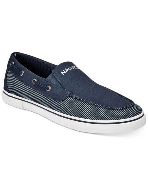 Nautica Blue Everyday Casual Canvas Boat Shoes for men