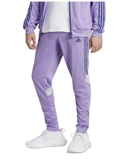 Adidas Purple Tiro Three-stripe Ankle-zip Track Pants for men